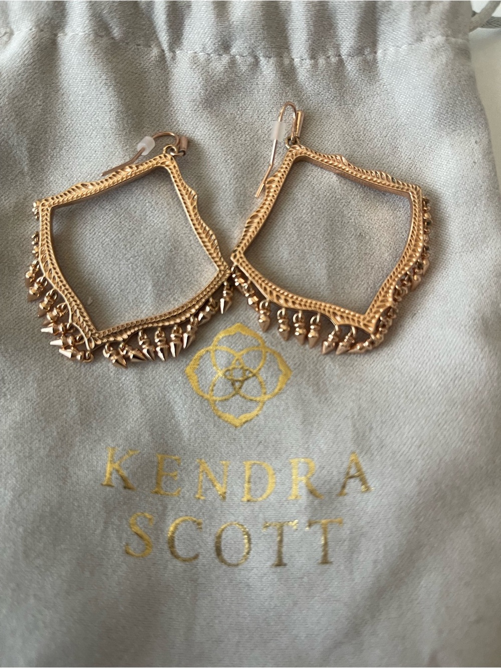 Kendra Scott Rose Gold Decorative Filigree Drop Earrings